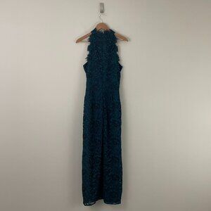 Eliza J Floral Lace Halter Neck Sleeveless Side Slit Dress Size 14